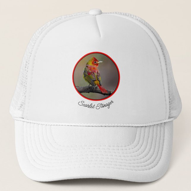 Scarlet Tanager Molting - Original Photograph Trucker Hat (Front)
