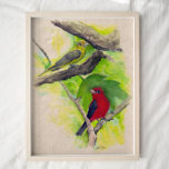Scarlet Tanagers Birds Watercolor Art Print<br><div class="desc">Beautiful watercolor painted scarlet tanager couple. Art from Jenn Steffen.</div>