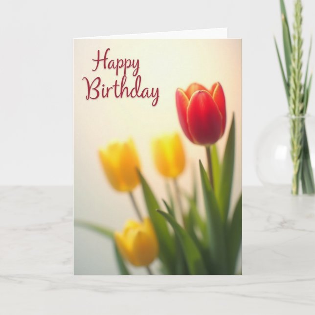 Scarlet Tulip Birthday Card (Front)