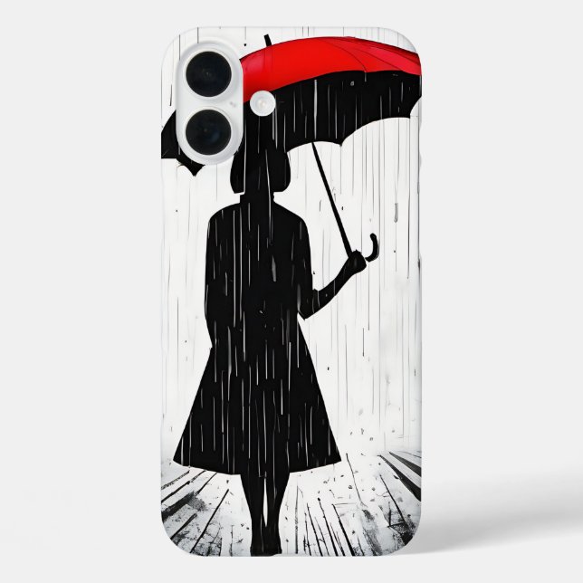 "Scarlet Umbrella" Rain Silhouette Art Case-Mate iPhone Case (Back)