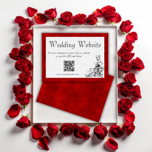 Scarlet Velvet Frame Vintage Ornament Wedding Site Enclosure Card