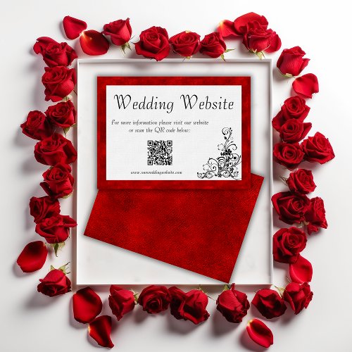 Scarlet Velvet Frame Vintage Ornament Wedding Site Enclosure Card