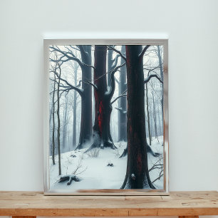 Scarlet Whispers in the Winter Woods Poster