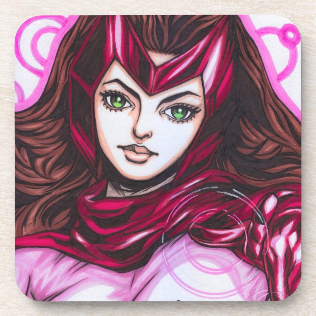 Scarlet Witch ~ Wanda Maximoff Beverage Coaster (Front)