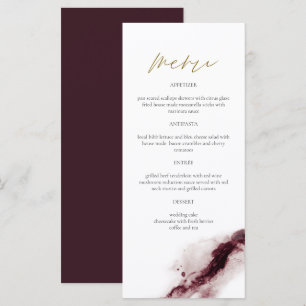 SCARLETT Boho Burgundy and Gold Menu Card