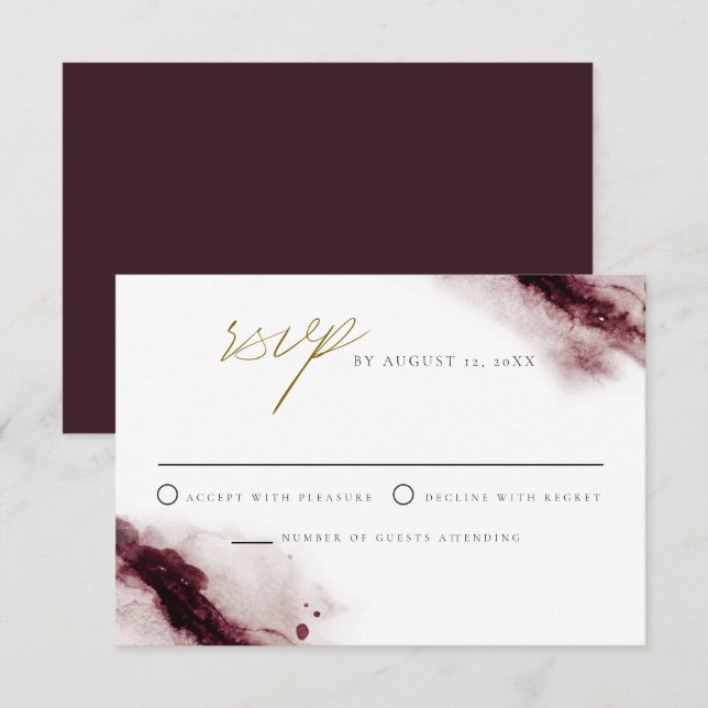 SCARLETT | Boho Burgundy and Gold RSVP Card (Front/Back)