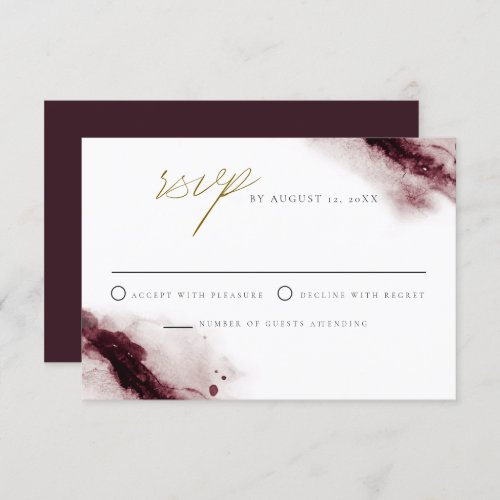 SCARLETT  Boho Burgundy and Gold RSVP Card