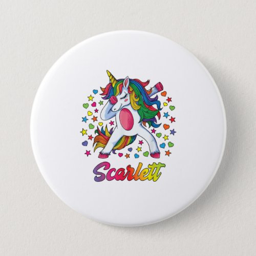 Scarlett Dabbing Unicorn Rainbow Personalized Nam Button