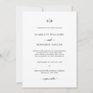 Scarlett Monogram All-in-One Catholic Wedding Invitation
