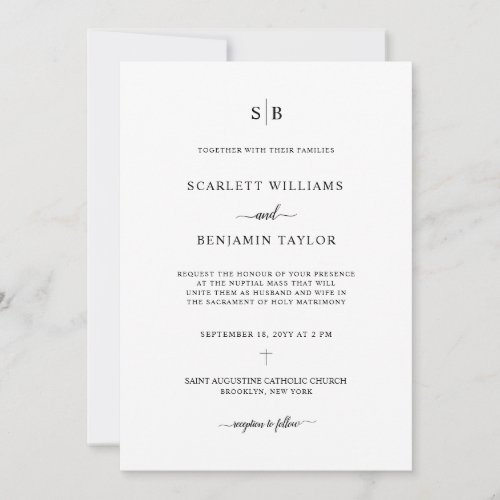 Scarlett Monogram All_in_One Catholic Wedding Invitation