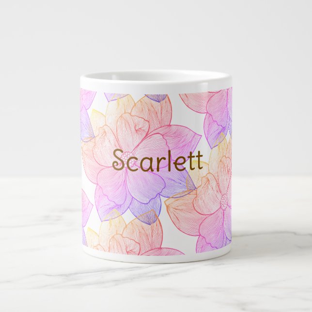 Scarlett Personalised Floral Name Latte Mug (Front)