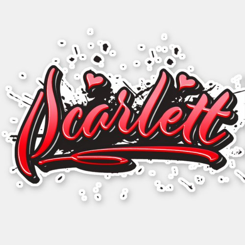 Scarlett red Heart Graffiti Sticker