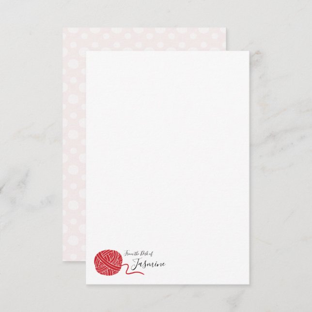 Scarlett Red Yarn Ball Note Card (Front/Back)