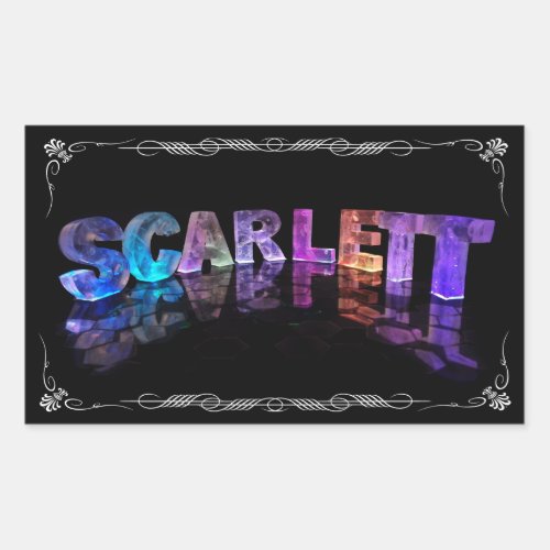 Scarlett  _ The Name Scarlett in 3D Lights Photog Rectangular Sticker
