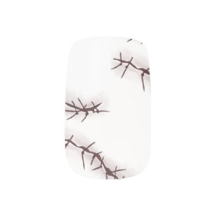Scars and Stitches Halloween Nail Art on White