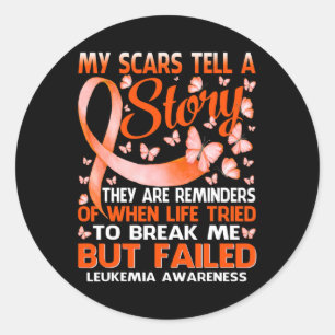 Scars Tell A Story Leukemia Awareness Butterfly Classic Round Sticker