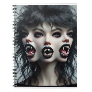 Scary 3-Faced Vampire Woman Notebook