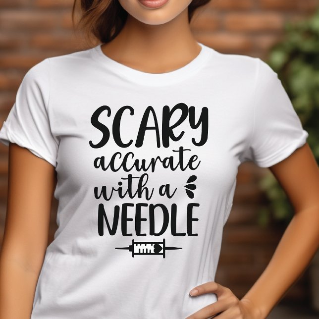 Scary Accurate With A Needle Halloween Nurse Tri-Blend Shirt (Scary Accurate With A Needle Halloween Nurse Shirt)