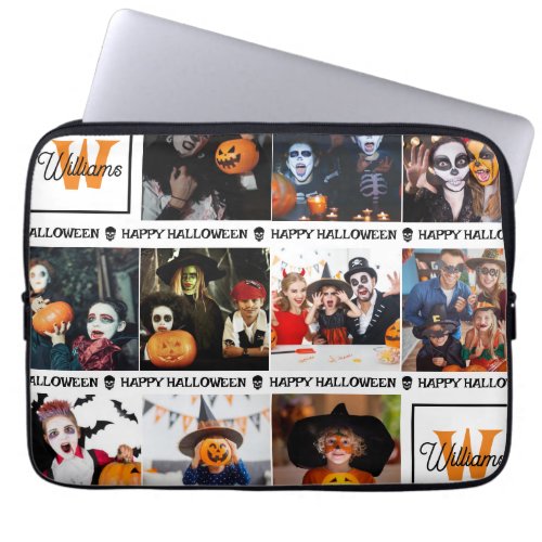 Scary Add Your Own Photo Monogram Happy Halloween Laptop Sleeve