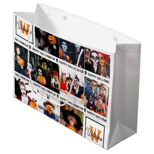Scary Add Your Own Photo Monogram Happy Halloween Large Gift Bag