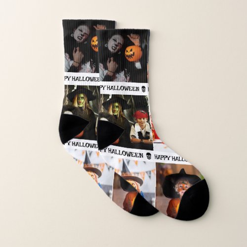 Scary Add Your Own Photo Monogram Happy Halloween Socks
