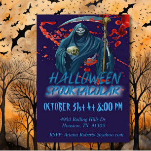 Scary Adult Grim Reaper Halloween Party  Invitation