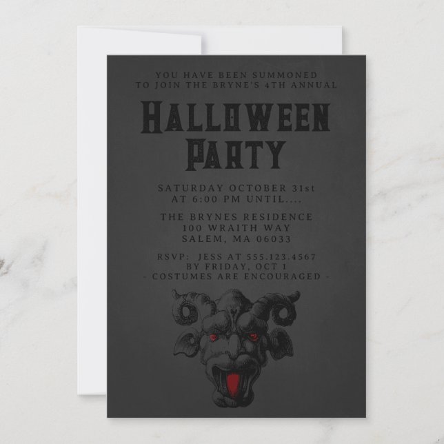 Scary Adult Halloween Party Demon Gargoyle Invitation (Front)