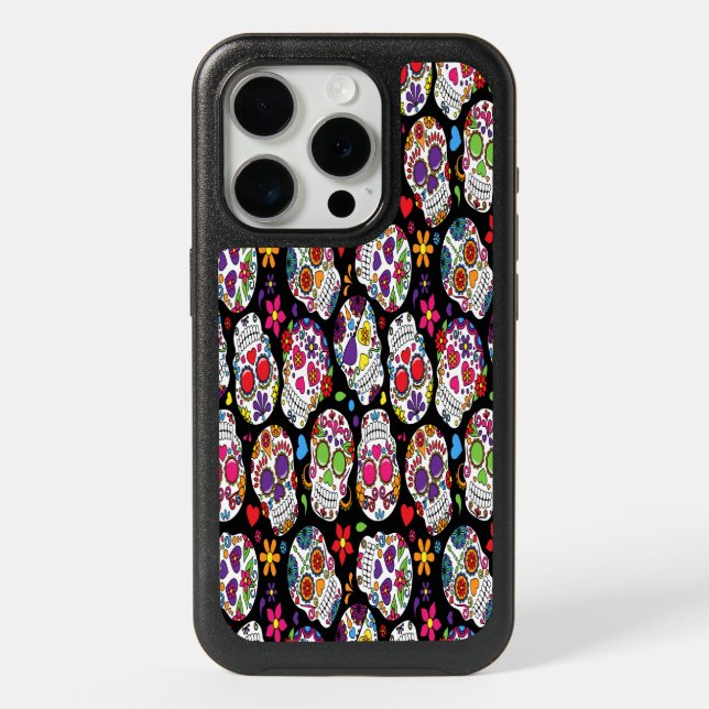 Scary and bloodcurdling intimidating sugar skull iPhone 15 pro case (Back)