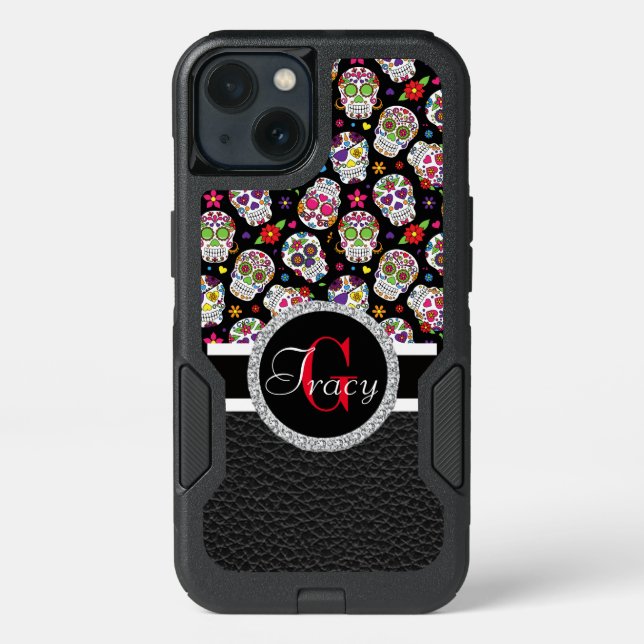 Scary and bloodcurdling intimidating sugar skull otterbox iPhone case (Back)