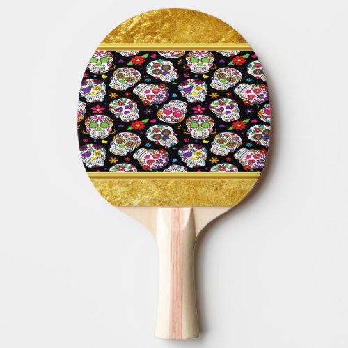 Scary and bloodcurdling intimidating sugar skull ping pong paddle