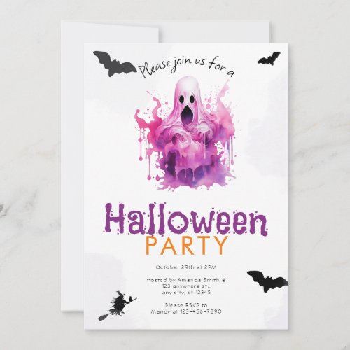 Scary and Creepy Ghost Halloween Party Invitation