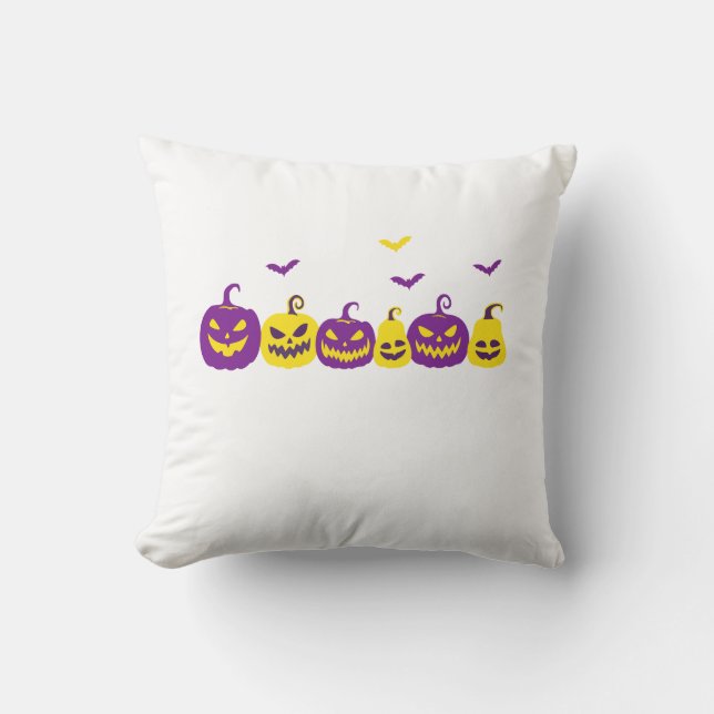 Scary and fun pumpkins throw pillow (Front)