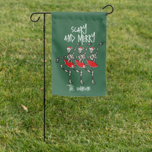 Scary and merry Christmas skull skeleton ballerina Garden Flag