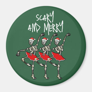 Scary and merry Christmas skull skeleton ballerina Magnet
