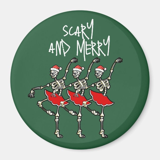 Scary and merry Christmas skull skeleton ballerina Magnet (Front)