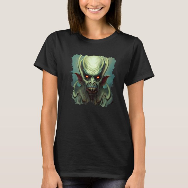Scary Aquatic Horror Demon Nightmare Unique Digita T-Shirt (Front)