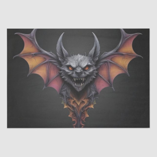 Scary Bat Ink Drawing, Decoupage Tissue Paper (Front)