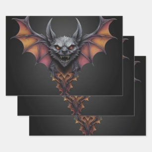 Scary Bat Ink Drawing, Wrapping Paper Sheets