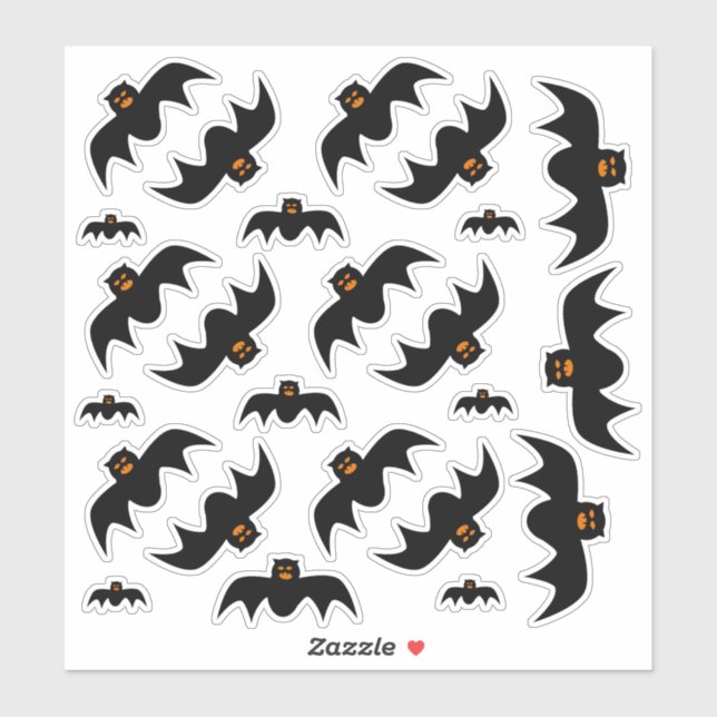 Scary Bat Stickers of Various Sizes (Sheet)