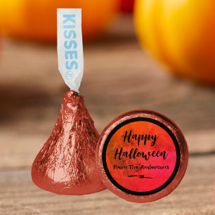 Scary Black and Orange Full Moon Happy Halloween Hershey®'s Kisses®