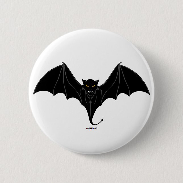 Scary Black Bat Button (Front)