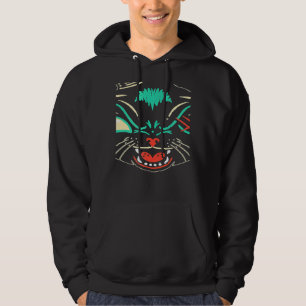 Scary Black Cat Face Graphic Cat Halloween Hoodie
