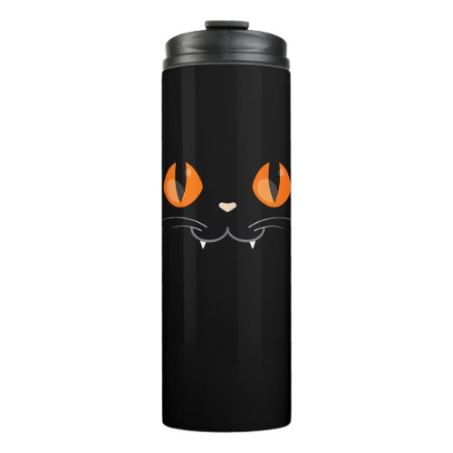 Scary Black Cat Face Halloween Costume Cat Lovers  Thermal Tumbler