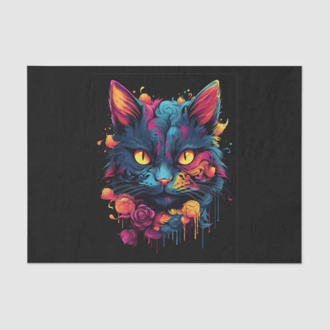 Scary Black Cat Halloween Decoupage Tissue Paper (Front)