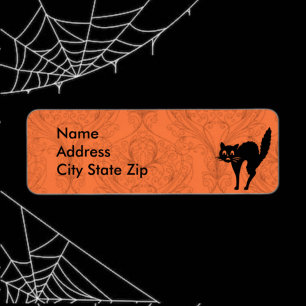 Scary Black Cat Halloween Personalized Label