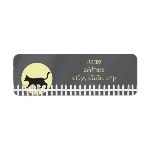 Scary Black Cat on Picket Fence Label