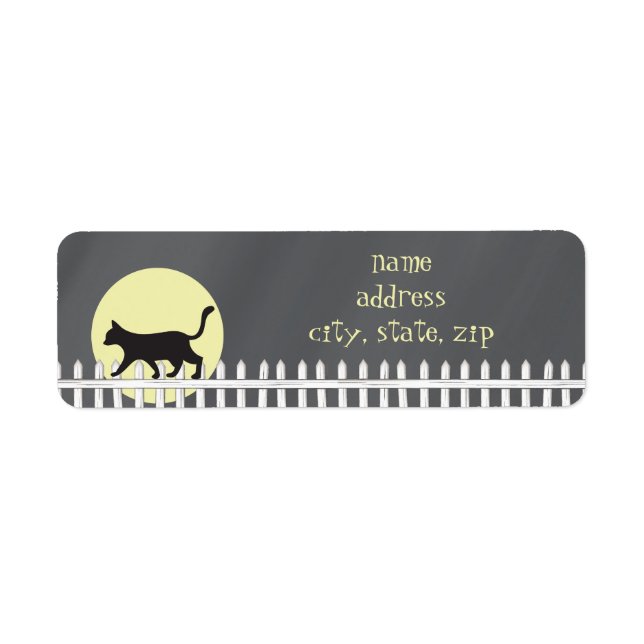 Scary Black Cat on Picket Fence Label (Front)