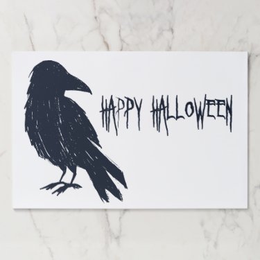 Scary Black Crow Halloween Paper Placemats 
