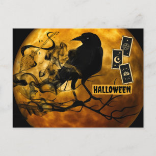 Scary Black Crow, Tarot Cards Halloween Full Moon