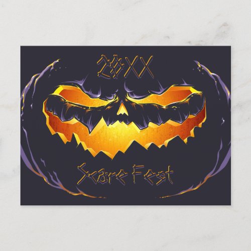 Scary Black Jack Olantern Announcement Postcard